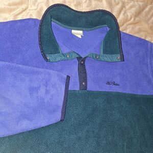 Vintage 90s L.L.Bean Snap T Fleece Pullover Mens XL Purple Green Colorblock